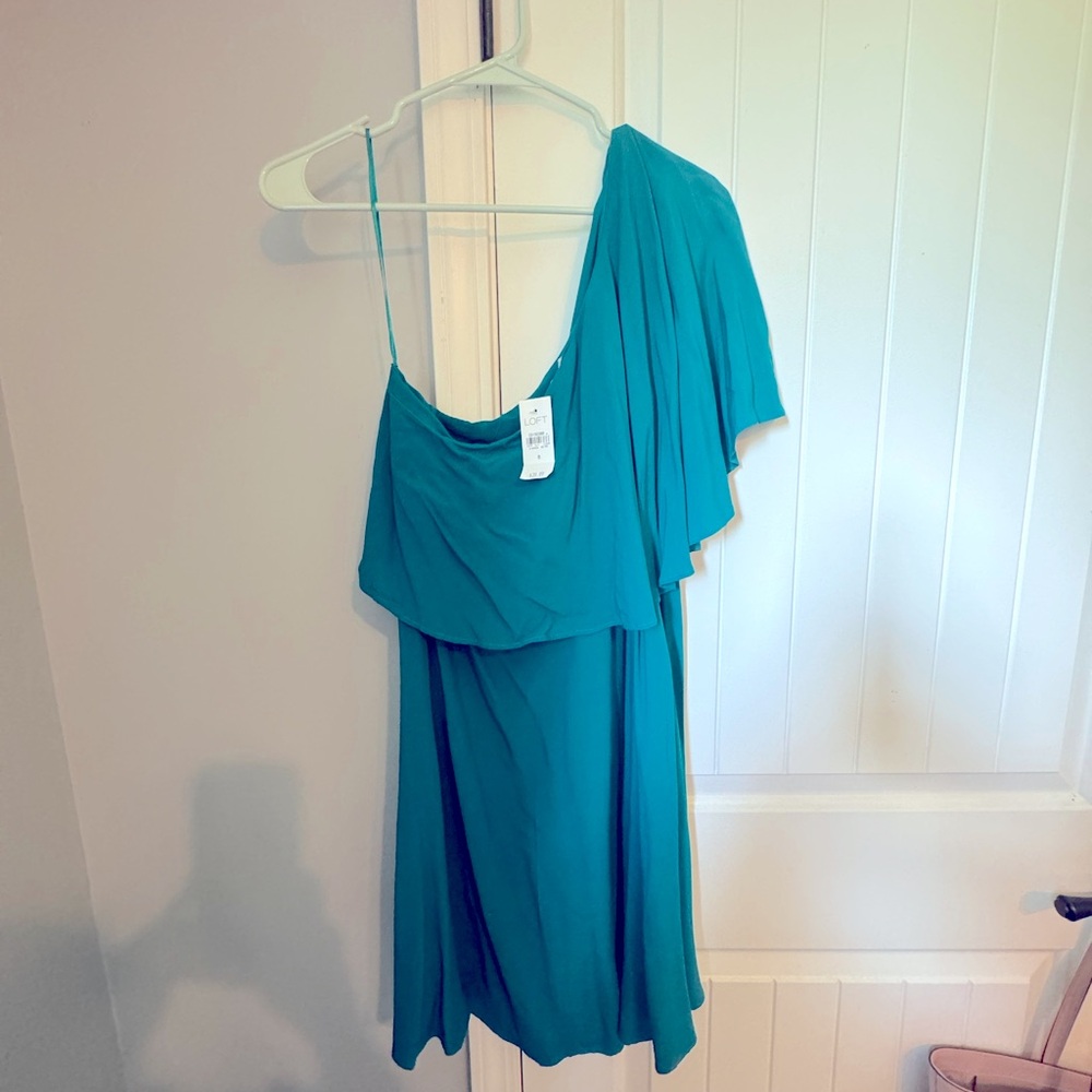 NWT Teal Loft One Shoulder Dress